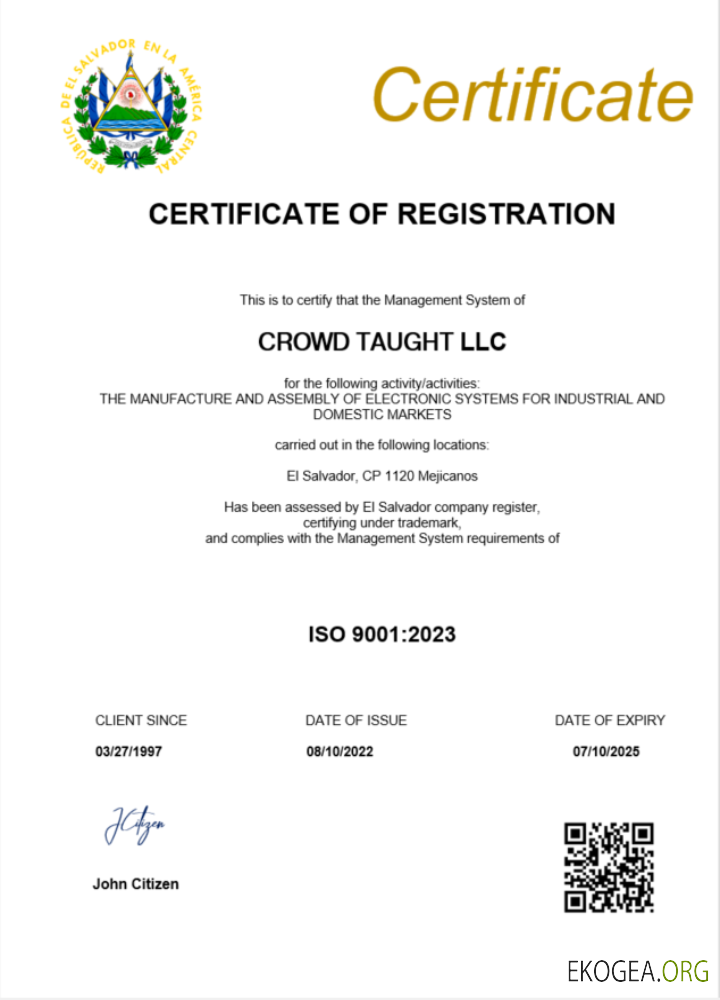 Modèle Word et PDF de certificat d'enregistrement du Salvador